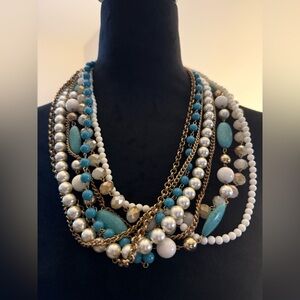 Aldo Gold and Blue Multi-Strand Necklace